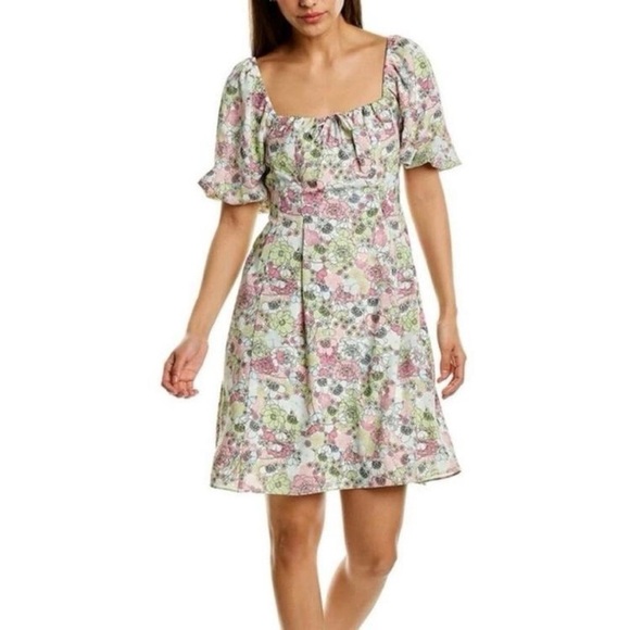 BCBG | Floral Puff Sleeve Dress - Picture 1 of 12